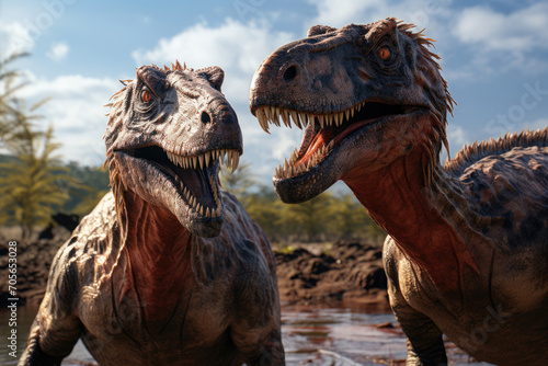 Two dinosaur predators in habitat © Michael