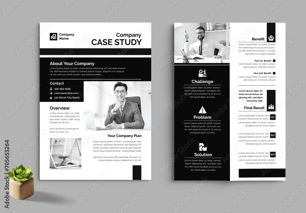 New Black & White Case Study Stock Template | Adobe Stock