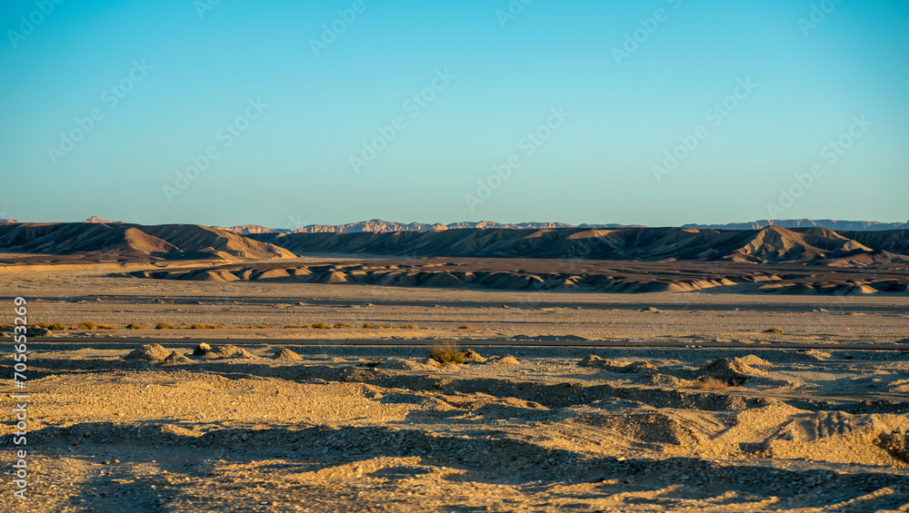 desert mountains and cloudless sky in egypt