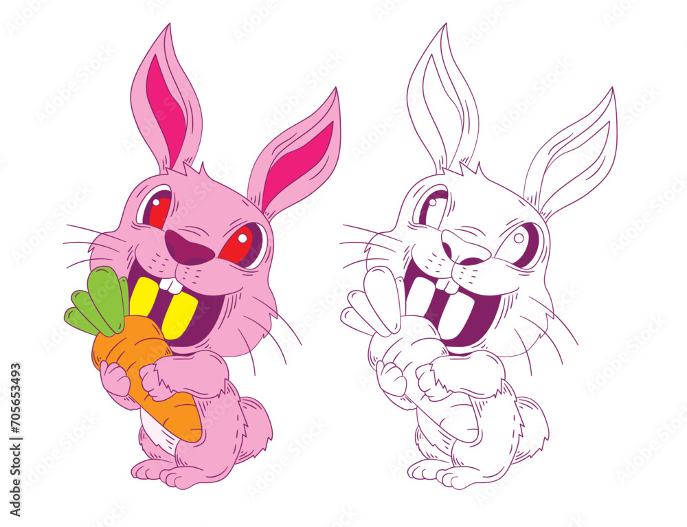 Fototapeta premium cute animal doodle illustration for book drawing coloring page
