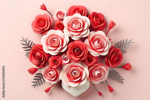 3D rose bouquet Valentine s day greeting card