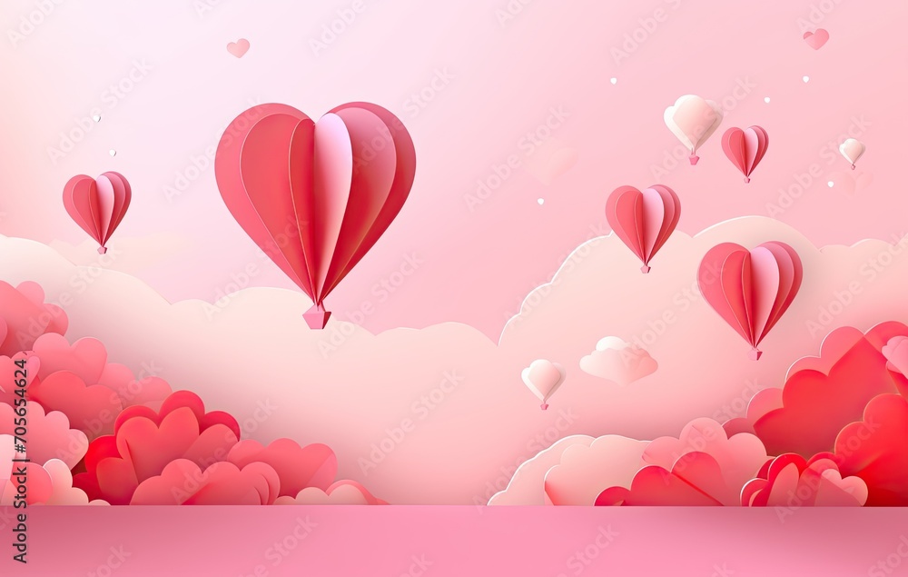 paper cut balloon art background valentine's day