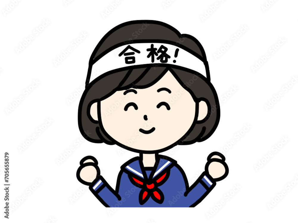 合格を目指す女子学生のイラスト 合格を目指す女子学生のイラスト