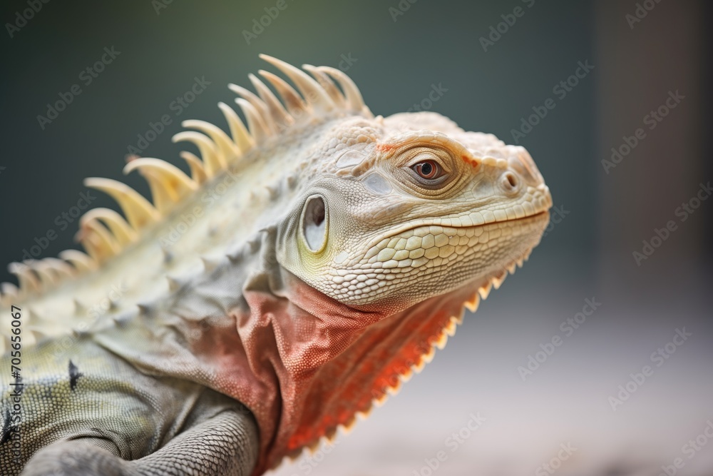 Fototapeta premium side profile of an iguana on gravel