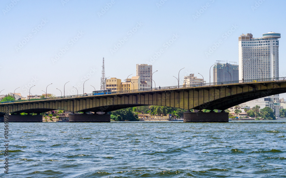 slum houses of Cairo on the banks of the Nile in Egypt