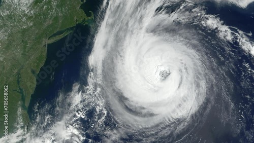 4K Satellite view from space. Timelapse animation of the eye of the hurricane photo