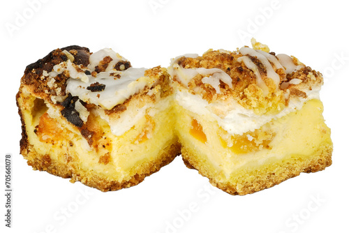 Cheesecake without background. Sweet dessert cake.