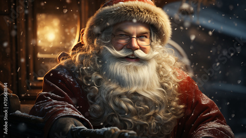Portrait of Santa Claus, sparkles, Christmas spirit