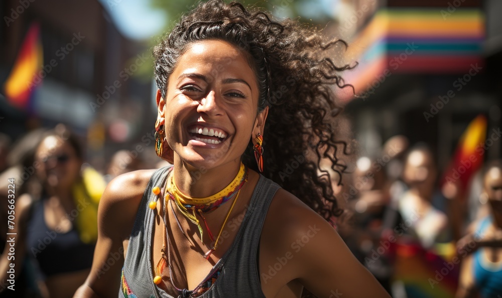 A beautiful woman at a dance carnival generated AI A beautiful woman at a dance carnival generated AI
