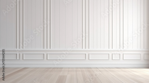 Minimalist Chic  3D Rendering of Empty Room with Wood Paneling
