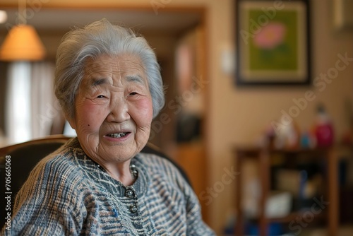 和風の家に暮らす日本の笑顔のおばあちゃん（田舎・終活・実家）