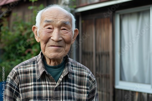 和風の家に暮らす日本の笑顔のおじいちゃん（田舎・終活・実家） photo
