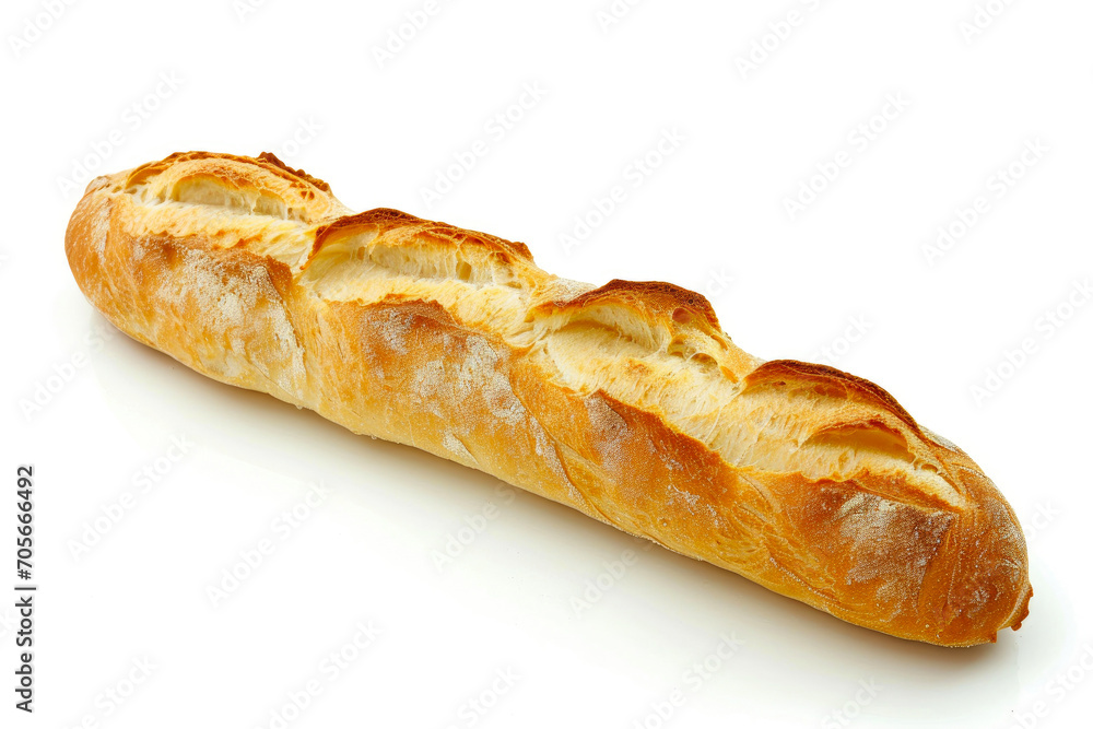Classic French Baguette: White Background