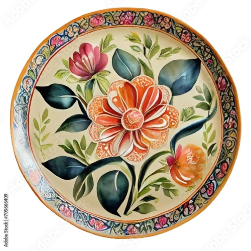 Ceramic Plate with Floral Motif