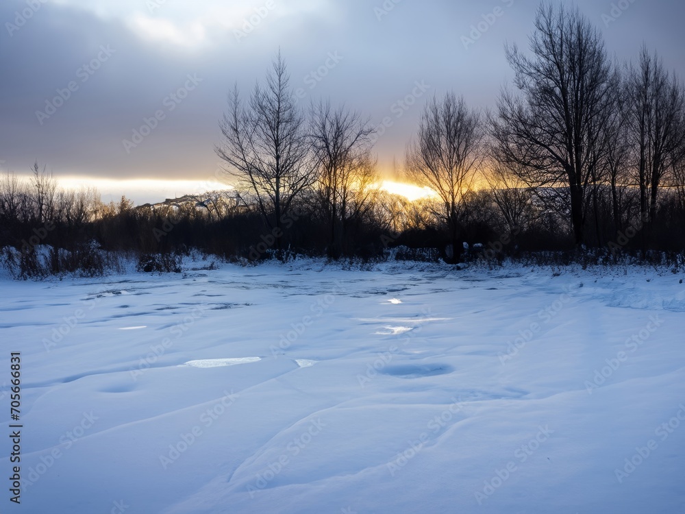 Naklejka premium sunset in winter