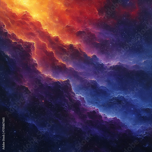 Symphony of cosmic patterns in deep crimson, violet, and blue, creating a dramatic and majestic background inspired by the cosmos