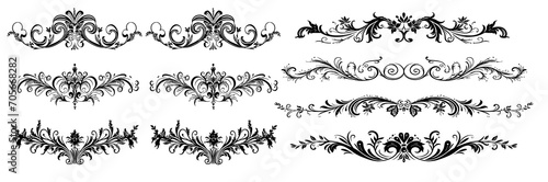 Hand drawn calligraphic dividers. Swirl victorian borders.