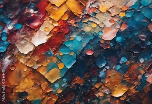 Closeup of abstract rough colorful multicolored art painting texture with oil brushstroke pallet