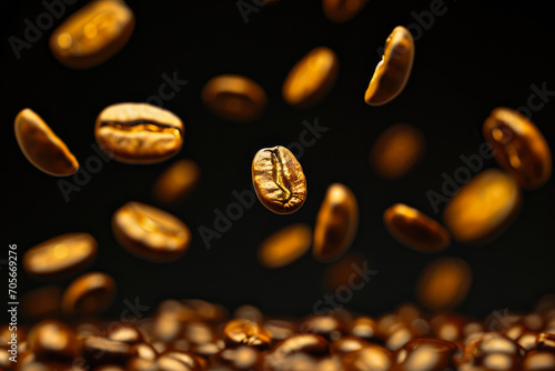 Luxurious Coffee Dance  Floating Gold Beans