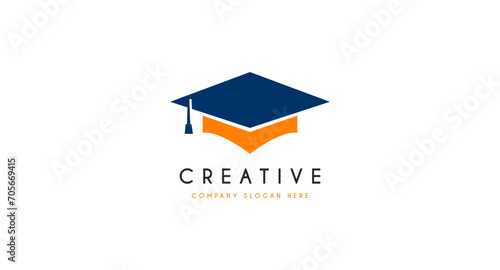 Education, Toga Hat logo design vector illustration.