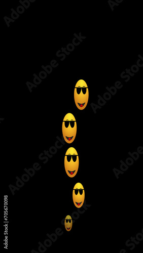 Illustration of live reactions of cool emoji icons in an alpha channel. Social media live reactions for Facebook, Instagram, and Twitter. Live-style animated icon for live-stream chat. Easy to use.