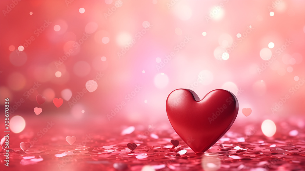 Red heart bokeh background banner, Valentine's Day, Mother's Day concept