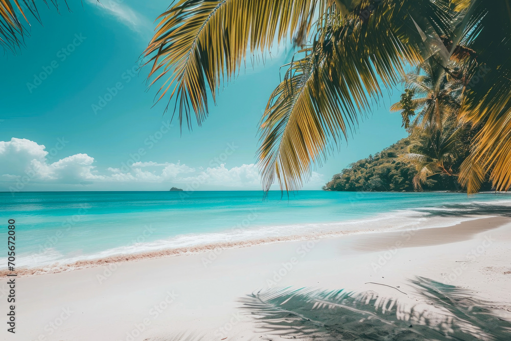 Tropical Bliss: Ivory Sands, Azure Waters, and Palms