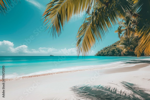 Tropical Bliss: Ivory Sands, Azure Waters, and Palms © Andrii 