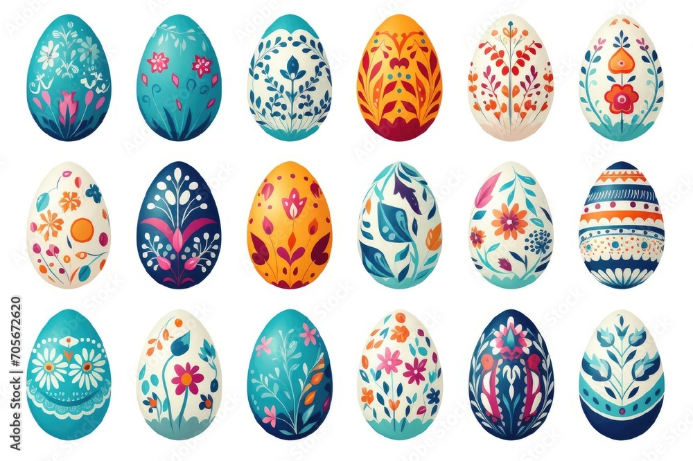 Set of colorful Easter eggs on a white background Set of colorful Easter eggs on a white background