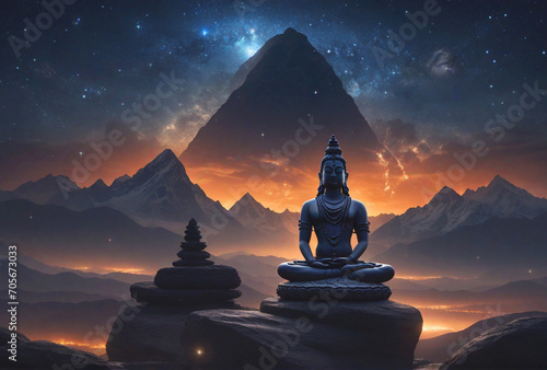 Buddha sit in meditation in Hymalayas