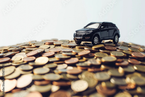 Driving Wealth: Modern Car on a Pile of Currency