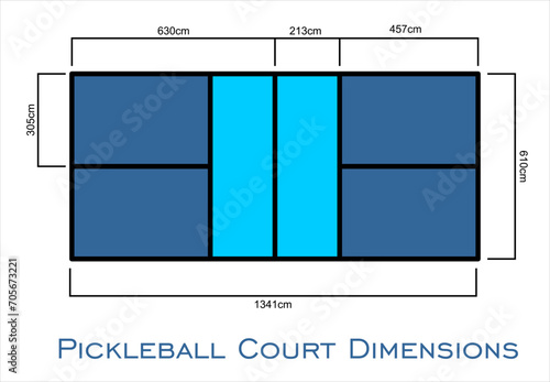 Pickleball Court Dimensions size measurements  in centimeter  top view
