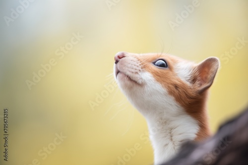 stoat sniffing the air, breath visible