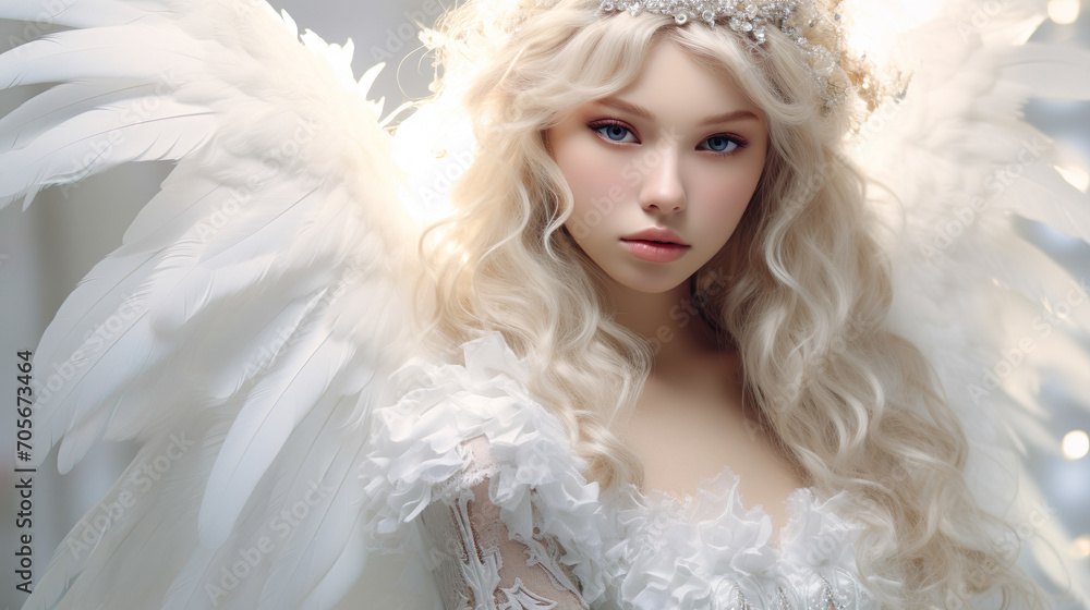 美しいプラチナブロンドの女性天使 美しいプラチナブロンドの女性天使