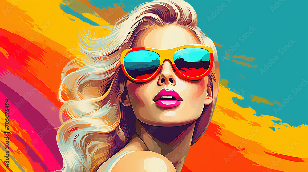Bold and Beautiful: Pretty Blonde Woman Strikes a Pose in Pop Art Fashion