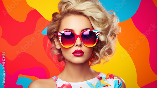 Bold and Beautiful: Pretty Blonde Woman Strikes a Pose in Pop Art Fashion
