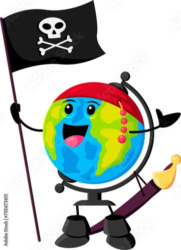 Картината върху платно Cartoon globe school supply pirate and corsair character