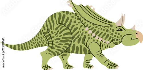 Chasmosaurus dinosaur cartoon character for kids toy or game, vector Jurassic reptile. Funny cute green dino or Chasmosaurus dinosaur with smile face for children prehistoric education or dino game