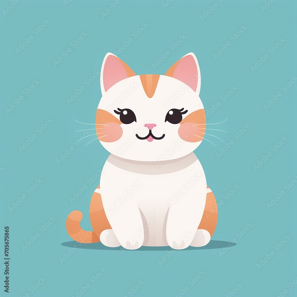 Adorable Cat Illustration Card: Minimalist Vector Art Adorable Cat Illustration Card: Minimalist Vector Art