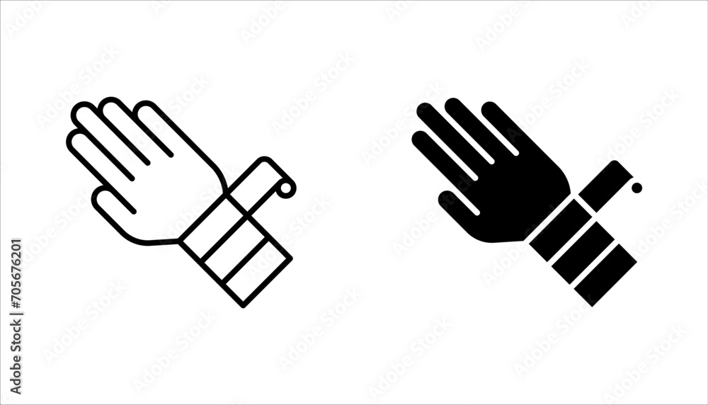 Injured man in bandage. Broken arm icon set. vector illustration on white background Injured man in bandage. Broken arm icon set. vector illustration on white background