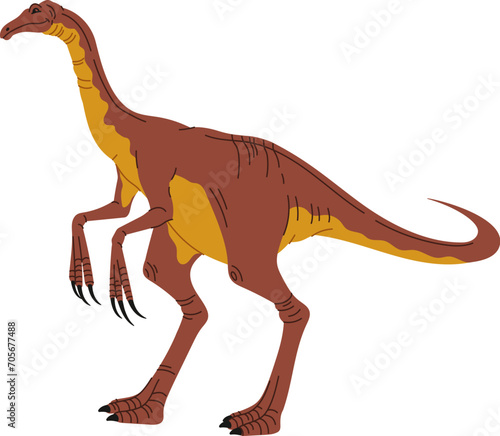 Cartoon dinosaur Deinocheirus  reptile character for kids extinct dino collection  isolated vector. Cartoon Deinocheirus or ornithomimosaur dinosaur of Cretaceous era for prehistoric reptiles study