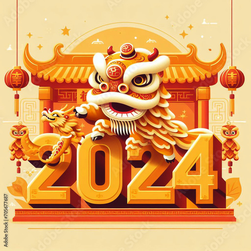 Chinese New Year Dragon Background 2024