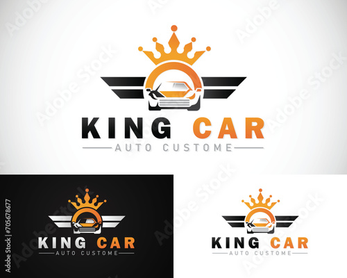 king car logo creative rental service , repair design concept motor sport