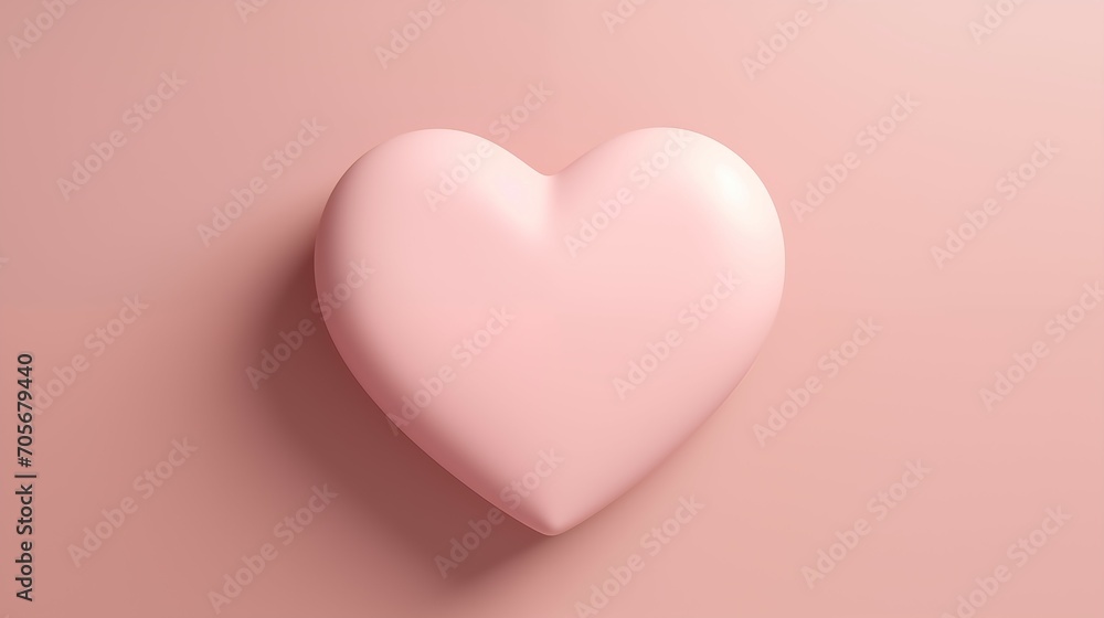 A pink valentine heart on pink background.