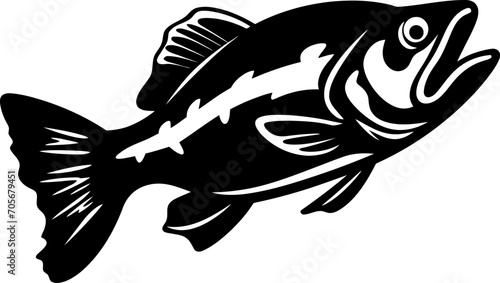 Walleye fish silhouette in black color. Vector template for laser cutting wall art. photo