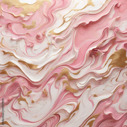Abstract Wavy Marble Background in Pink, White, and Gold