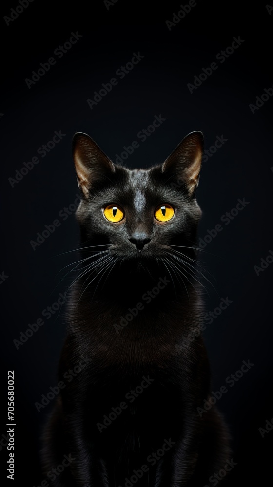 Black cat, Minimalistic Professional Portrait, Generative AI	
