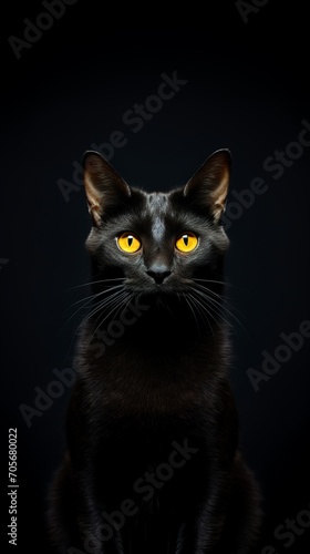 Black cat, Minimalistic Professional Portrait, Generative AI 