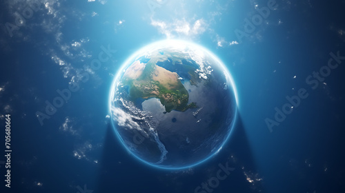 3D rendering of Planet Earth viewed from space. Ideal for global initiatives, environmental campaigns, or futuristic themes