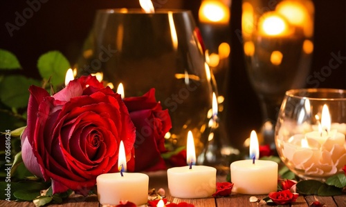 candles and roses symbol of love 